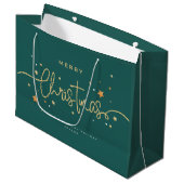 Elegant Deep-Teal Christmas Gift Bag | Modern Holi Groot Cadeauzakje (Voorkant Gekanteld)
