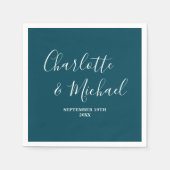 Elegant Deep Teal Script Minimalist Wedding Servet (Voorkant)