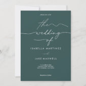 Elegant Deep Teal & White Modern Script Wedding  Kaart (Voorkant)