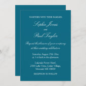 Elegant Deep Turquoise Blue Wedding Invitation Kaart (Voorkant / Achterkant)