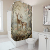Elegant Deer Antiek Woodland Wildlife Douchegordijn (In situ)