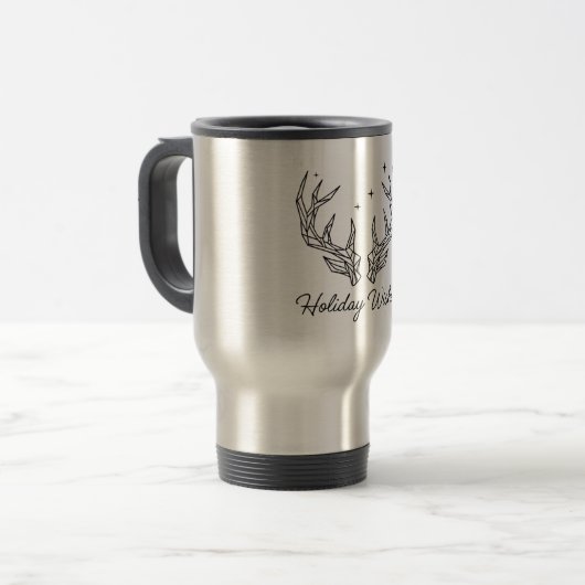 "Elegant Deer Antler Christmas-Travel Mug" Reisbeker (Voorkant links)