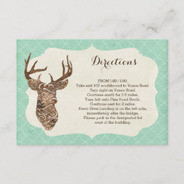 Elegant Deer Antlers Rustic Country Routebeschrijv Informatiekaartje