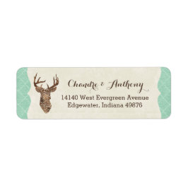 Elegant Deer Antlers Rustic country Weddenschap Etiket