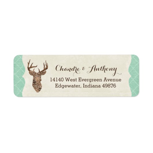 Elegant Deer Antlers Rustic country Weddenschap Etiket (Voorkant)