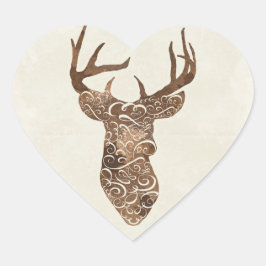 Elegant Deer Antlers Rustic country Weddenschap Hart Sticker
