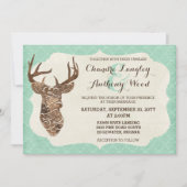 Elegant Deer Antlers Rustic country Weddenschap Kaart (Voorkant)