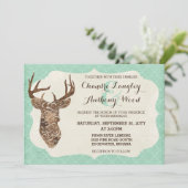 Elegant Deer Antlers Rustic country Weddenschap Kaart (Staand voorkant)