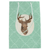Elegant Deer Antlers Rustic country Weddenschap Medium Cadeauzakje (Voorkant)