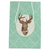 Elegant Deer Antlers Rustic country Weddenschap Medium Cadeauzakje (Achterkant)