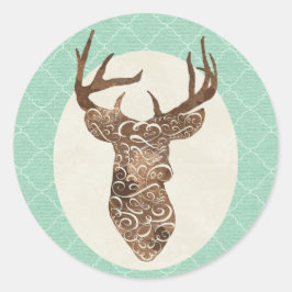 Elegant Deer Antlers Rustic country Weddenschap Ronde Sticker