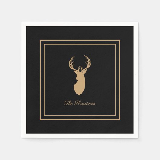 Elegant Deer Black & Tan Farmhouse Style Servet (Voorkant)