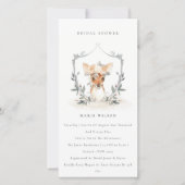 Elegant Deer Floral Crest Vrijgezellenfeest Invite Bedankkaart (Voorkant)