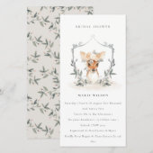 Elegant Deer Floral Crest Vrijgezellenfeest Invite Bedankkaart (Voorkant / Achterkant)