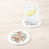 Elegant Deer Forest Woodland Greenery Leaves Zandsteen Onderzetter (Zijkant)