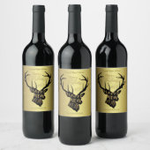 Elegant Deer Gold Foil Holiday wil Wijn Etiket (Flessen)