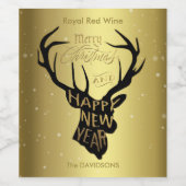 Elegant Deer Gold Foil Holiday wil Wijn Etiket (Enkel label)