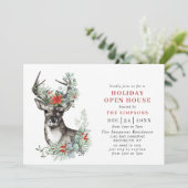 Elegant Deer Kerstmis HOLIDAY OPEN HUUSE Kaart (Staand voorkant)