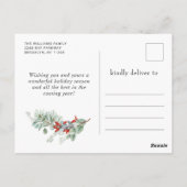 Elegant Deer Poinsettia Kerstfeest feestdag Briefkaart (Achterkant)