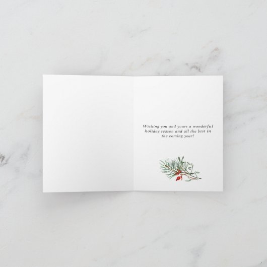 Elegant Deer Poinsettia Merry kerstgroet Feestdagen Kaart (Binnen)