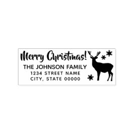 Elegant Deer silhouette Merry Kerstadres Rubberstempel