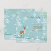 Elegant Deer Snowflakes Holiday Party Uitnodiging (Voorkant / Achterkant)