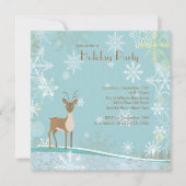 Elegant Deer Snowflakes Holiday Party Uitnodiging (Voorkant)