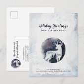Elegant Deer Winter Scene Holiday Moving Aankondigingskaart (Voorkant / Achterkant)