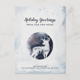 Elegant Deer Winter Scene Holiday Moving Aankondigingskaart