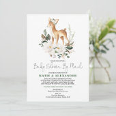 Elegant Deer Woodland Fawn Baby shower per post Kaart (Staand voorkant)