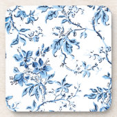 Elegant Delft Blue en White Floral Bier Onderzetter (Voorkant)