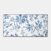 Elegant Delft Blue en White Floral Bureaumat (Voorkant)
