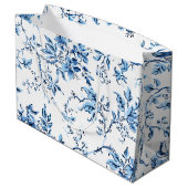 Elegant Delft Blue en White Floral Groot Cadeauzakje (Achterkant Gekanteld)
