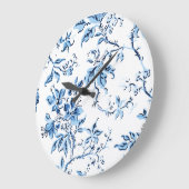 Elegant Delft Blue en White Floral Grote Klok (Hoek)