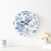 Elegant Delft Blue en White Floral Grote Klok (Huis)