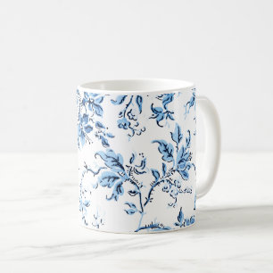Elegant Delft Blue en White Floral Koffiemok
