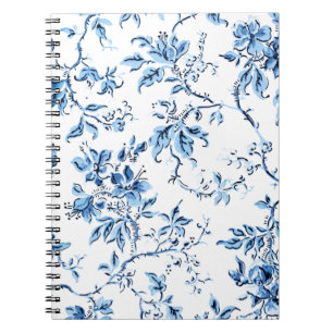 Elegant Delft Blue en White Floral Notitieboek