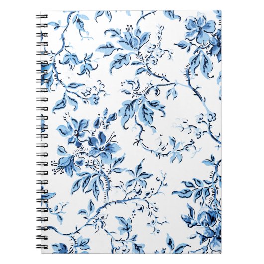 Elegant Delft Blue en White Floral Notitieboek (Voorkant)
