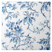 Elegant Delft Blue en White Floral Tegeltje (Voorkant)