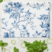 Elegant Delft Blue en White Floral Theedoek (Gevouwen)