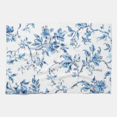 Elegant Delft Blue en White Floral Theedoek (Horizontaal)