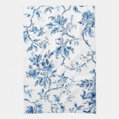 Elegant Delft Blue en White Floral Theedoek (Verticaal)