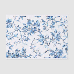 Elegant Delft Blue en White Floral Tissuepapier