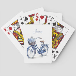 Elegant Delfts Blauw Bloemmotief Persoonlijk Pokerkaarten