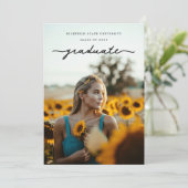Elegant delicaat Afstuderen Script Photo Afstudere Aankondiging (Staand voorkant)