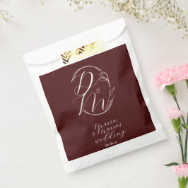 Elegant Delicaat Bloemend Wedding Logo Diep Burgun Bedankzakje