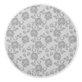 Elegant delicaat ivoorgrijs bloemig kanten patroon keramische knop