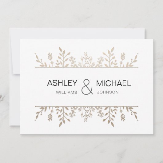 Elegant Delicaat Roos Goud Chique Bruiloft Uitnodi Kaart (Voorkant)