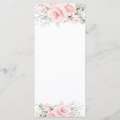 Elegant Delicaat Roze Bloemend Huwelijksmenu Programmakaart (Achterkant)