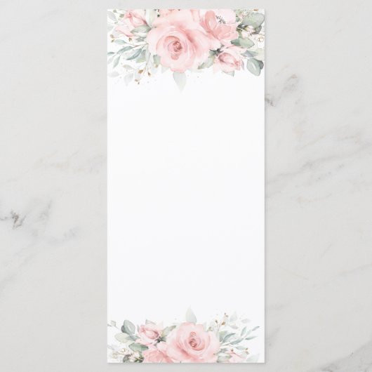 Elegant Delicaat Roze Bloemend Huwelijksmenu Programmakaart (Achterkant)